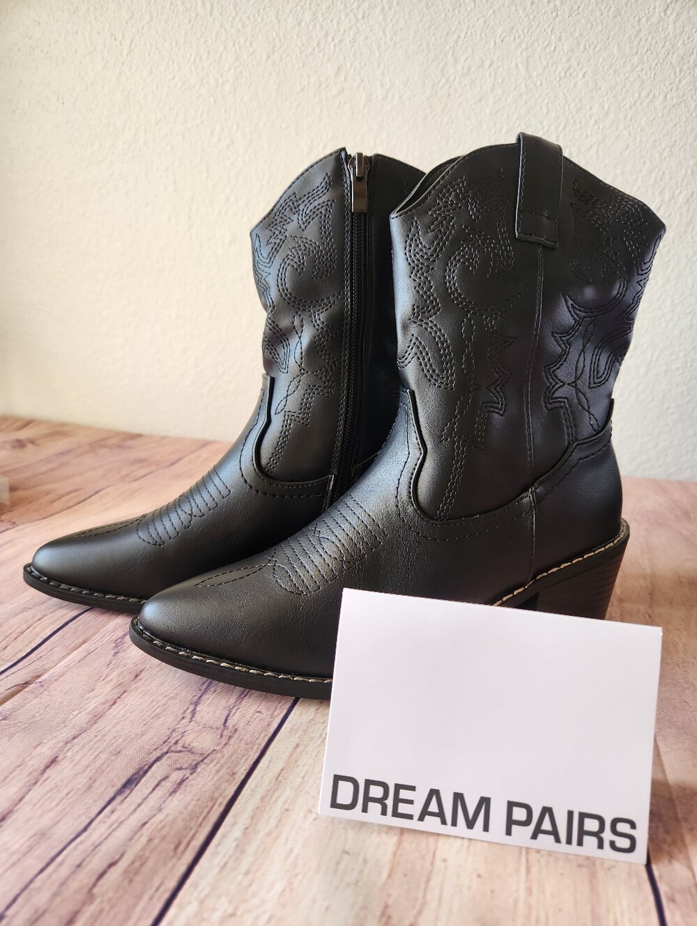 Womans Black Ankle Boots Size 5 NWT And Box Cow Girl Cow Boy